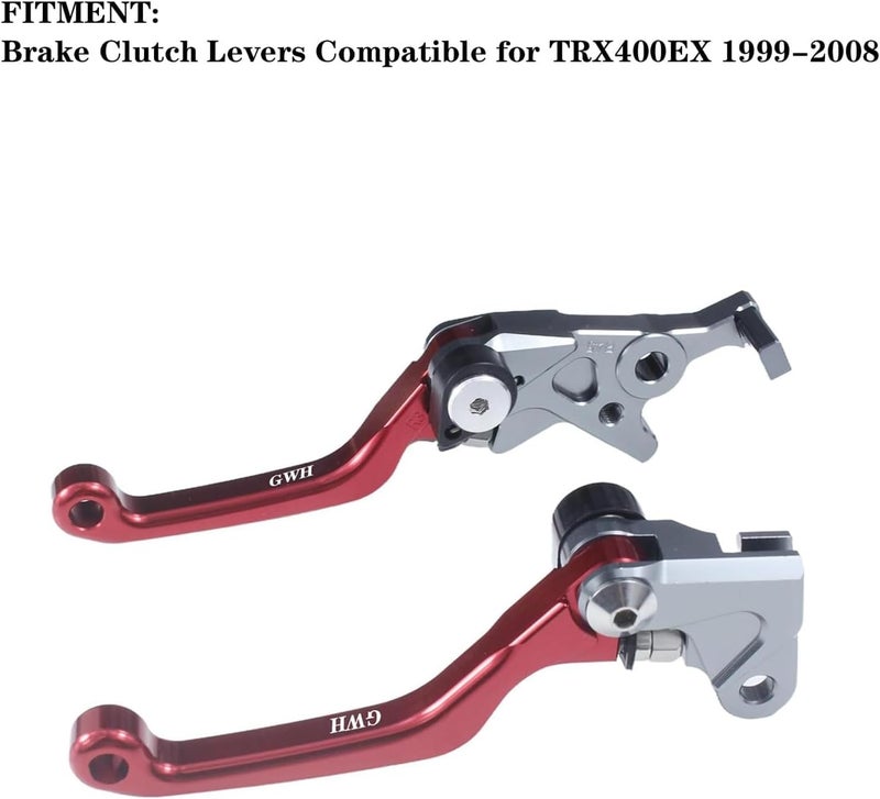 GWH Motorcycle Billet Foldable Brake Clutch Lever Handle CNC Aluminum Pivot for TRX400EX TRX 400 EX 1999-2008 Dirt Pit Bike (Red) - Image 2